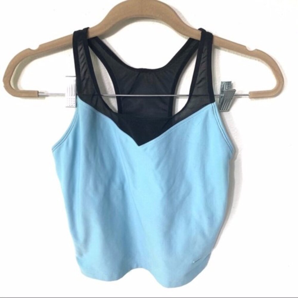 NIKE racerback tank top womens light blue dri fit tank with mesh back xsmall